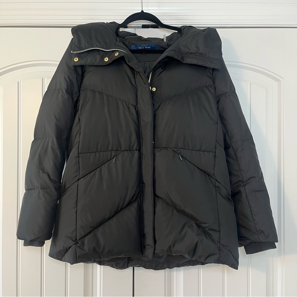 Cole Haan Essential Down Cocoon Jacket Black Puffer Coat Size Large